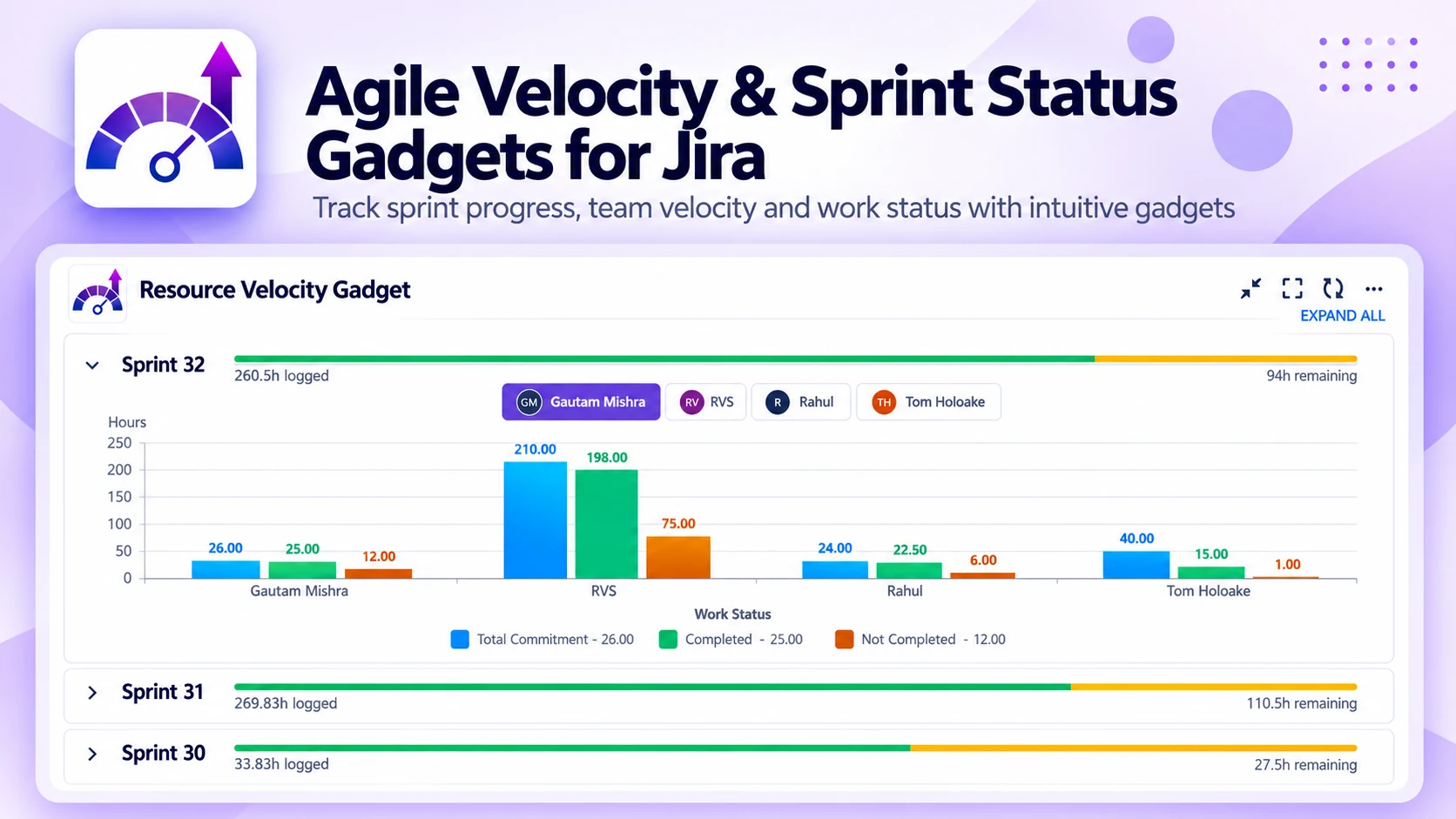 Agile Velocity & Sprint Status product preview