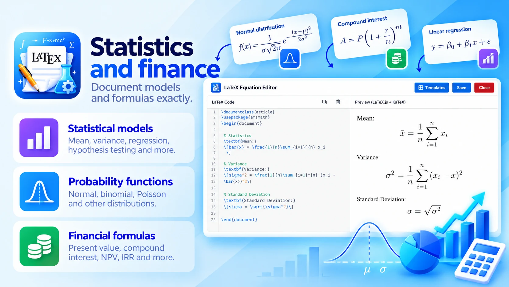 LaTeX Equation: Statistics and finance